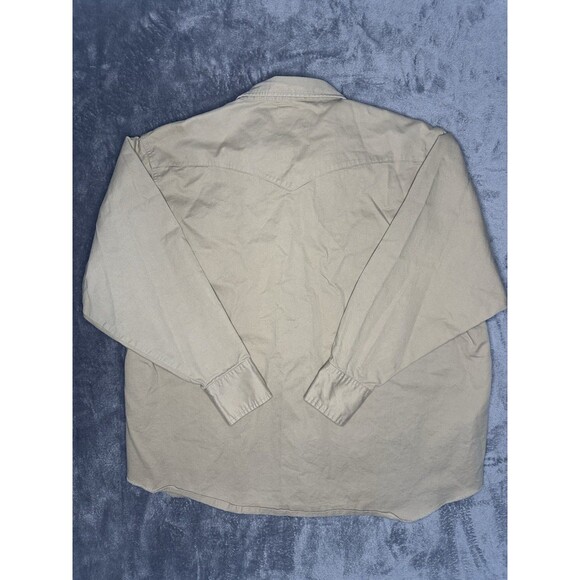 Wrangler Western Pearl Snap Shirt 20x36 Big Khaki Tan Long Sleeve Cowboy Work - Picture 8 of 8